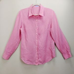J McLaughlin Pink Linen Button Front Shirt Size 8